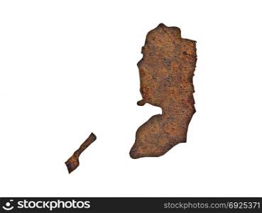 Map of Palestine on rusty metal