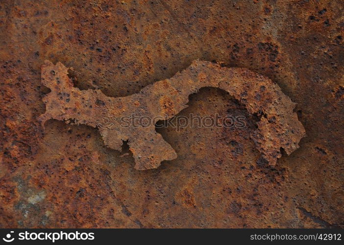 Map of Panama on rusty metal