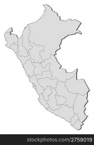 Map of Peru, Callao highlighted. Political map of Peru with the several regions where Callao is highlighted.