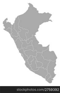 Map of Peru. Political map of Peru with the several regions.