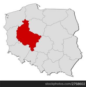 Map of Poland, Greater Poland highlighted. Political map of Poland with the several provinces (voivodships) where Greater Poland is highlighted.