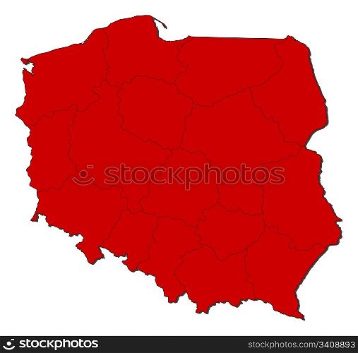 Map of Poland. Political map of Poland with the several provinces (voivodschips).