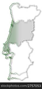 Map of Portugal, Centro Region highlighted. Political map of Portugal with the several regions where Centro Region is highlighted.
