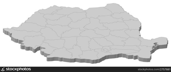 Map of Romania. Political map of Romania with the several counties.