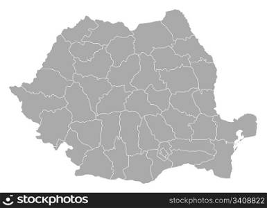 Map of Romania. Political map of Romania with the several counties.