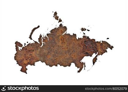 Map of Russia on rusty metal