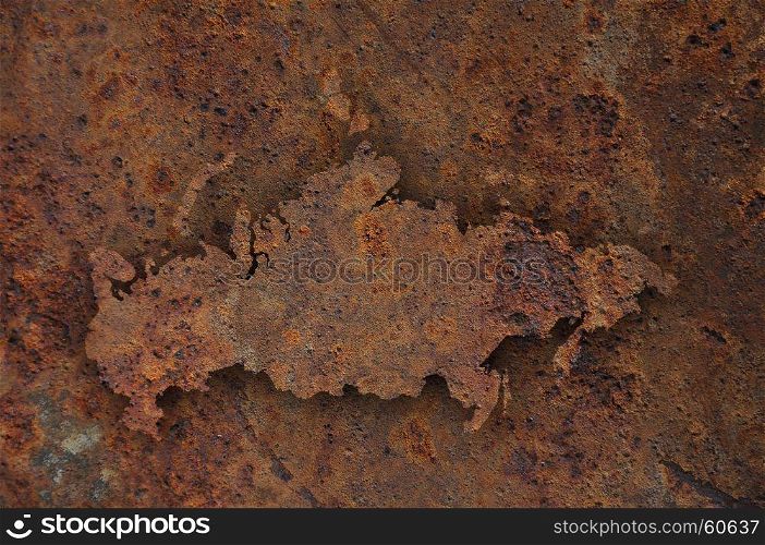 Map of Russia on rusty metal