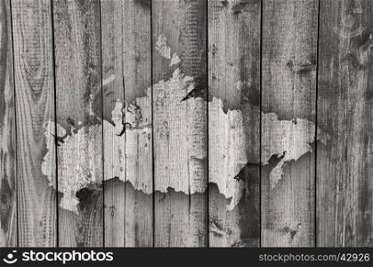 Map of Russia on weathered wood