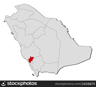 Map of Saudi Arabia, Al-Bahah highlighted. Political map of Saudi Arabia with the several provinces where Al-Bahah is highlighted.