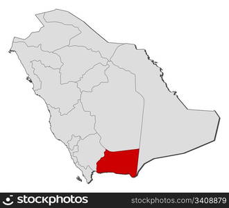 Map of Saudi Arabia, Najran highlighted. Political map of Saudi Arabia with the several provinces where Najran is highlighted.