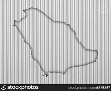 Map of Saudi Arabia on corrugated iron