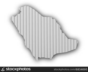 Map of Saudi Arabia on corrugated iron