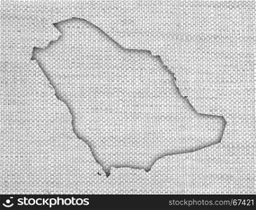 Map of Saudi Arabia on old linen