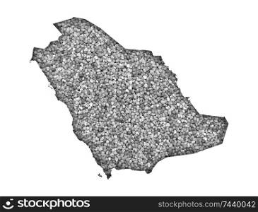 Map of Saudi Arabia on poppy seeds