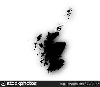 Map of Scotland with shadow