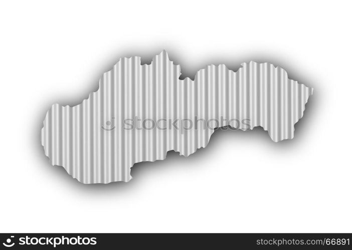 Map of Slovakia on corrugated iron