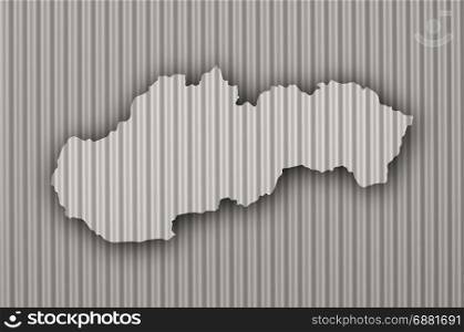 Map of Slovakia on corrugated iron