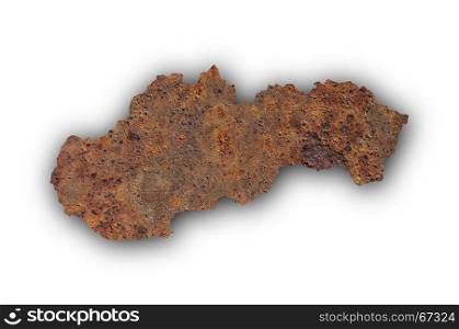 Map of Slovakia on rusty metal