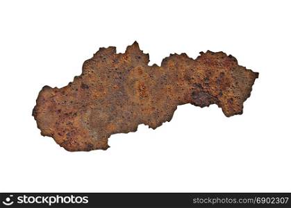 Map of Slovakia on rusty metal