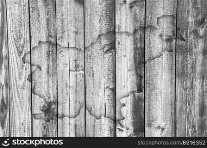 Map of Slovenia on weathered wood