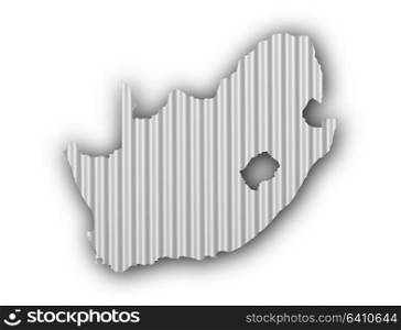 Map of South Africa on corrugated iron