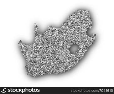 Map of South Africa on poppy seeds