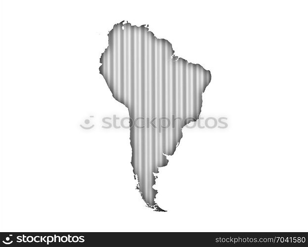 Map of South America on corrugated iron
