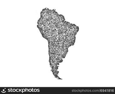 Map of South America on poppy seeds