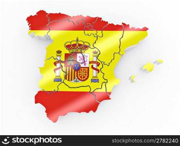 Map of Spain in Spanish flag colors. 3d