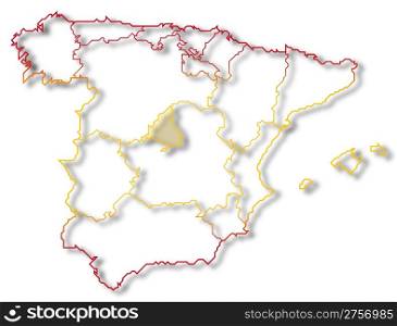 Map of Spain, Madrid highlighted. Political map of Spain with the several regions where Madrid is highlighted.