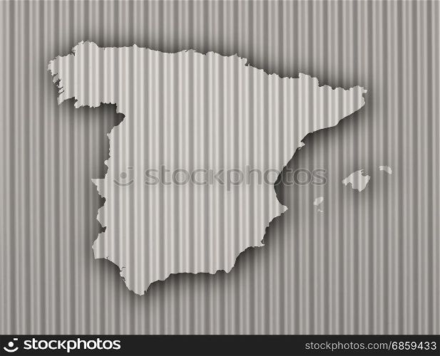 Map of Spain on corrugated iron