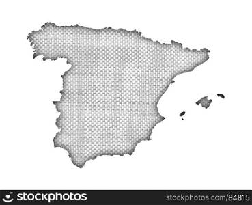 Map of Spain on old linen