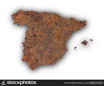 Map of Spain on rusty metal
