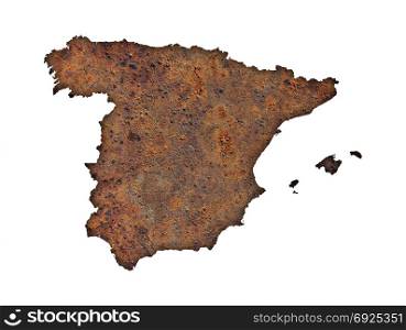 Map of Spain on rusty metal