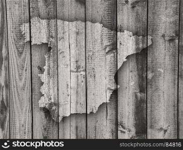Map of Spain on weathered wood