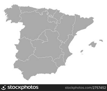 Map of Spain. Political map of Spain with the several regions.