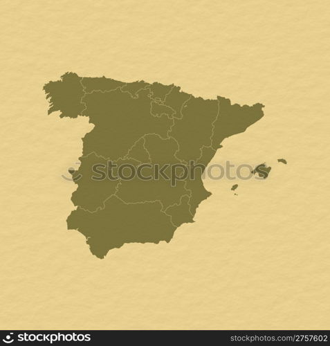 Map of Spain. Political map of Spain with the several regions.