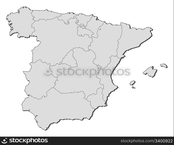 Map of Spain. Political map of Spain with the several regions ...