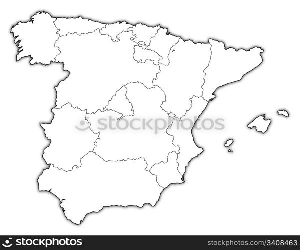 Map of Spain. Political map of Spain with the several regions.