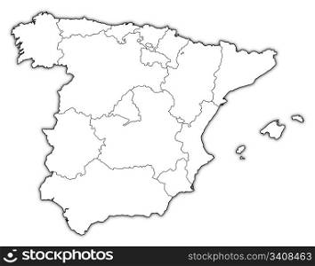 Map of Spain. Political map of Spain with the several regions.