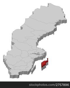 Map of Sweden, Gotland County highlighted. Political map of Sweden with the several provinces where Gotland County is highlighted.
