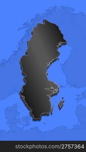 Map of Sweden. Political map of Sweden with the several provinces.