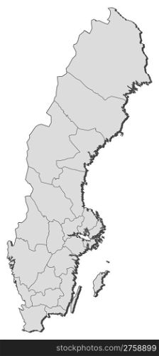 Map of Sweden. Political map of Sweden with the several provinces.