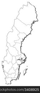 Map of Sweden. Political map of Sweden with the several provinces.