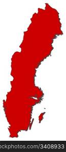 Map of Sweden. Political map of Sweden with the several provinces.