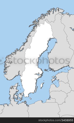 Map of Sweden. Political map of Sweden with the several provinces.