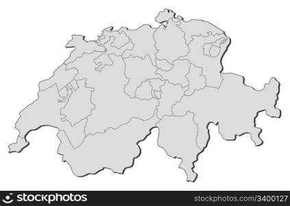 Map of Swizerland. Political map of Swizerland with the several cantons.