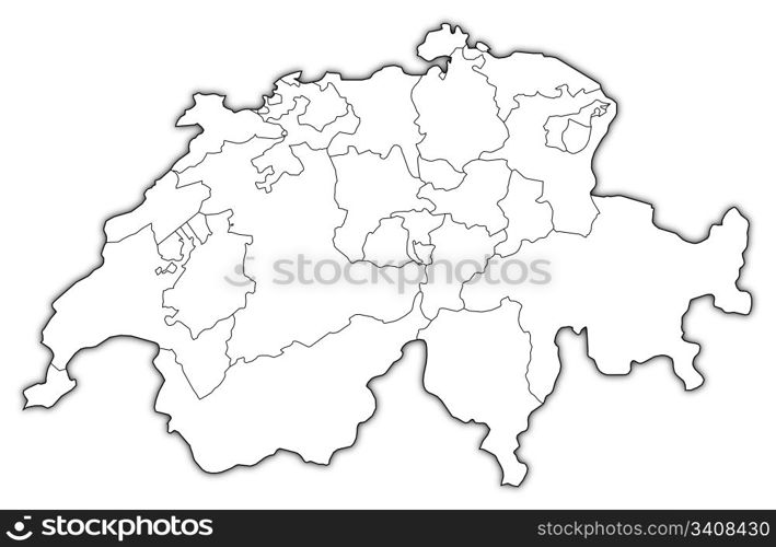 Map of Swizerland. Political map of Swizerland with the several cantons.