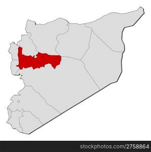 Map of Syria, Hama highlighted. Political map of Syria with the several governorates where Hama is highlighted.