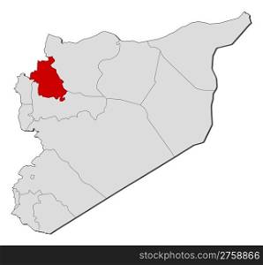 Map of Syria, Idlib highlighted. Political map of Syria with the several governorates where Idlib is highlighted.